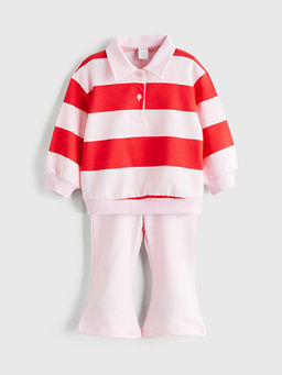 Polo Yaka K?z Bebek Sweatshirt ve Tayt