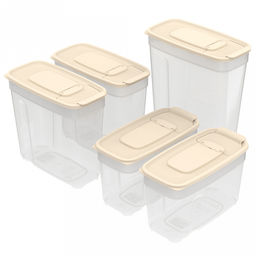 Контейнеров для сыпучих продуктов, набор 5 штук: 1л 2шт, 1,4л 2шт, 1,8л, полипропилен, слоновая кость (Россия)