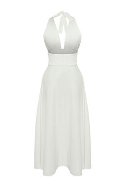 Trendyolmilla Beyaz Dokuma Midi Boyundan Baglamal? 100% Pamuk Plaj Elbisesi TBESS25EL00129  фото 12