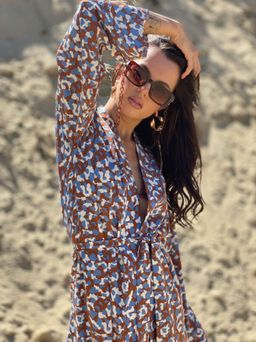 6885 Костюм из кимоно и шорт коричнево-голубой - Martichelli фото 18