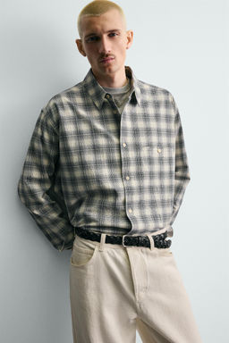 CAMISA BOXY FIT CUADROS / Azul - Zara фото 6