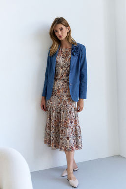 Платье Lenata 11354 рисунок на бежевом