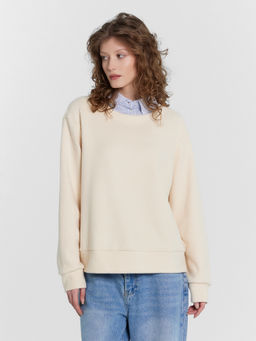 Джемпер женский кремовый с воротником, имитирующим рубашку св.бежевый меланж 5120-А 122888 - Mark formelle фото 2