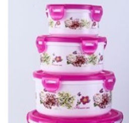 Салатник круглый 3 штуки с крышками / S3K /уп 72/ 300, 600, 1000 мл