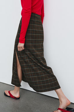 ZW COLLECTION DRAPED CHECK SKIRT - Zara фото 24