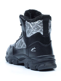 2222-3 BLACK Ботинки зимние женские (искусственные материалы)