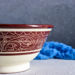 Коса Риштанская Керамика Узоры, 18 см, большая, коричневая - Шафран фото 3