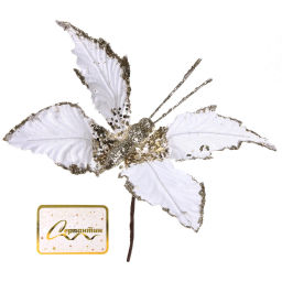 Цена за 2 шт. Украшение новогоднее "Волшебная бабочка" 24*14 см, Белый/шампань