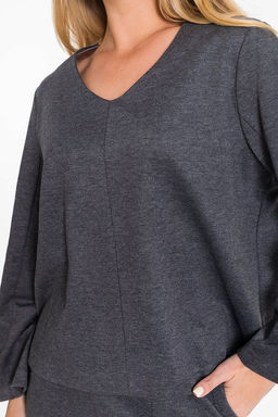 Костюм (джемпер+юбка) М323176Wb серый графит - Елена фото 6