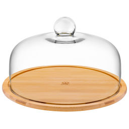 Блюдо сервировочное 31,5*31,5*19,5 см, блюдо 31,5*31,5*1,2 см, внутренний диаметр блюда 27 см, крышка 28,3*28,3*18,5 см, внутренний диаметр крышки 27,5 см, бамбук/стекло