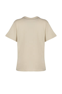 Tas %100 Kal?n Pamuklu Bask?l? Oversize Kal?p Bisiklet Yaka Orme T-Shirt TWOSS23TS00282