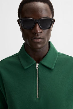 TEXTURED WEAVE POLO SHIRT WITH ZIP - Zara фото 15
