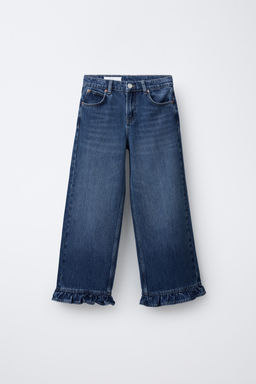 JEANS WITH RUFFLED HEM