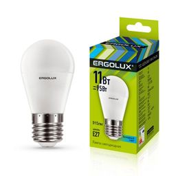 Ergolux LED-G45-11W-E27-4K (Эл.лампа светодиодная Шар 11Вт E27 4500K 172-265В) 13631 (шт.)