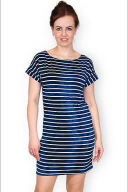Платье - туника, вискозное (батик), Полоска, индиго (355-2) - Плиона фото 3