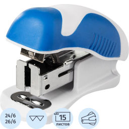 Степлер -мини Attache Master до 15 лис,бел/син,N24/6и26/6,антистеп  фото 2