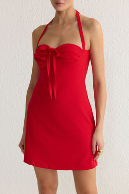 TRENDYOLMILLA Siyah Fiyonk Detayl? Dokuma S?k K?sa Elbise TPRSS25EL00093