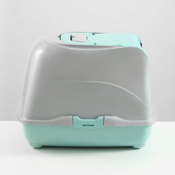 Туалет-домик для кошек закрытый с дверцей 50*38*37 см, бирюзово-серый - Пижон фото 3