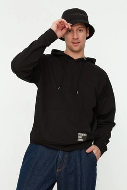 TRENDYOL MAN Bordo Kapusonlu Oversize/Genis Kesim Uzun Kol Etiketli Sweatshirt TMNSS21SW0221 - Trendyolmilla фото 2