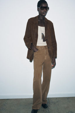 BLAZER PIEL ANTE 100% ZW COLLECTION LIMITED EDITION / Marr?n