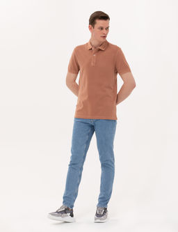 Kahverengi Slim Fit Polo Yaka Ti__rt