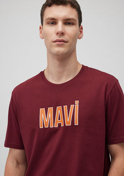 Mavi Logo Bask?l? Bordo Tisort