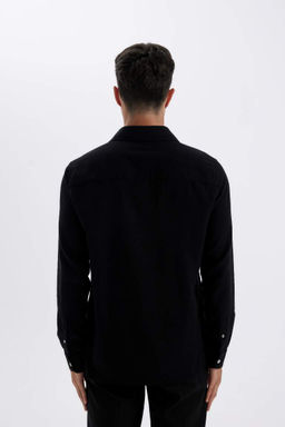 Хлопковая рубашка с длинными рукавами и воротником-поло Modern Fit - Defacto фото 6