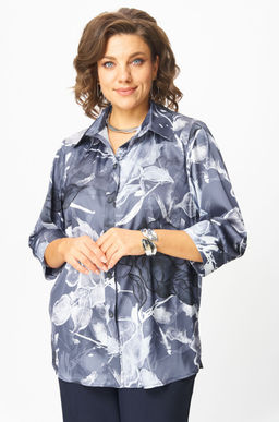 Блуза БелЭльСтиль 877 синий принт