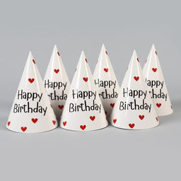 Колпак бумажный на день рождения Happy Birthday, набор 6 шт.