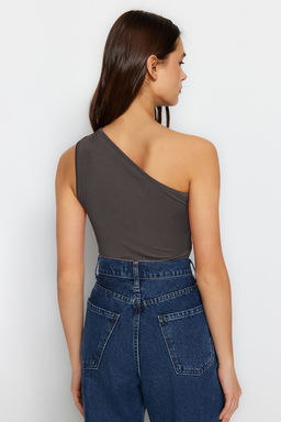 Antrasit Asimetrik Yaka Cut Out Detayl? Esnek C?tc?tl? Orme Body TWOSS23BD00014