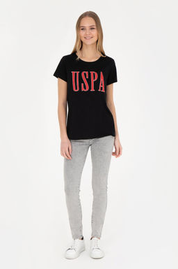 Женская черная футболка с круглым вырезом - U.s. polo assn фото 11