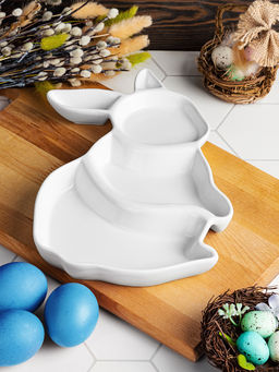 Менажница 26*17*3 см "Заяц" цельная 3 секции + 2 секции - ушки