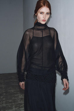 ZW COLLECTION SEMI-SHEER BLOUSE - Zara фото 7