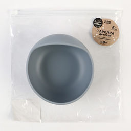 Тарелка детская на присоске 350 мл., M&B, 12×12×8, силикон, серый