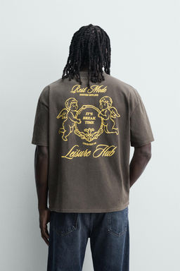 CAMISETA RELAXED FIT ESTAMPADOS LAVADOS / Gris antracita