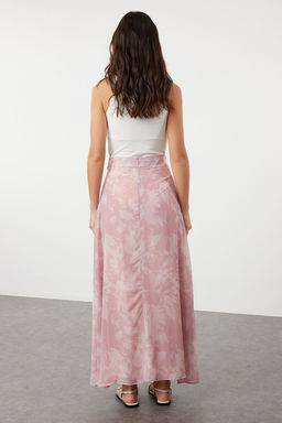 TRENDYOLMILLA Ac?k Pembe A-line Kal?p Klos Astarl? Sifon Kumas Maxi Boy Dokuma Etek TWOSS24ET00224  фото 5