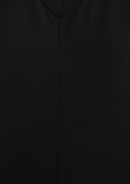 V Yaka Siyah Basic Viskoz Tisort - Mavi фото 6