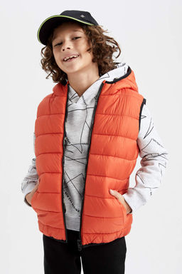 Двусторонний пуховик с капюшоном для мальчика - Defacto фото 3