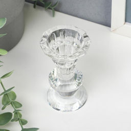 Стеклянный подсвечник на 1 свечу «Вазон с хрусталиком», 8.5×6×6 см