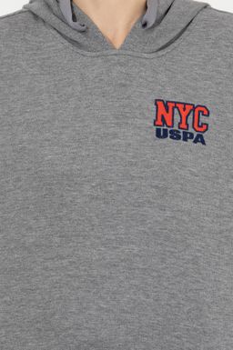 U. S. Polo Assn Женский серый меланжевый свитшот с капюшоном - U.s. polo assn фото 6