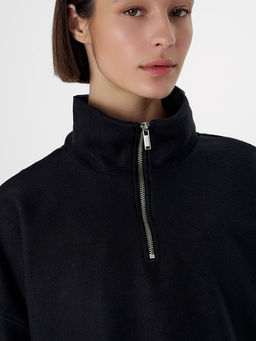 Свитшот женский черный из флиса