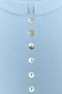 CHAQUETA PUNTO MANGA ABULLONADA / Azul pastel - Zara фото 11