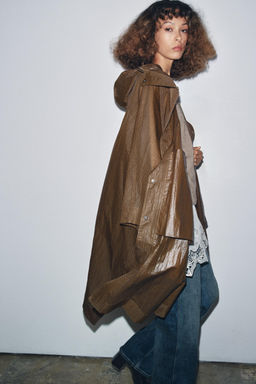 ZW COLLECTION OVERSIZE HOODED CAPE PARKA - Zara фото 4