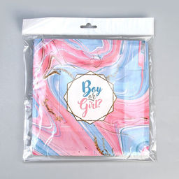 Цена за 10 шт. Тарелка одноразовая бумажная квадратная на гендер-пати «Мальчик или девочка», 21 см