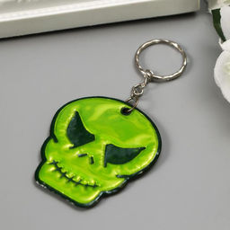 Цена за 12 шт. Брелок для ключей на кольце «Череп», пластик, светоотражающий, 5.5×5 см, МИКС