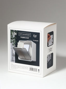 Органайзер настенный, с клеевыми крючками, 2 секции, 9.2×7×10.7 см, белый