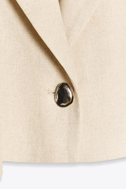 LINEN BLEND SHORT WAISTCOAT - Zara фото 7