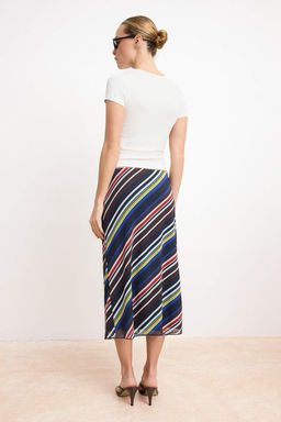 Cok Renkli Degrade Kalem Yuksek Bel Tul Orme Etek TWOSS26ET00090 - Trendyolmilla фото 4