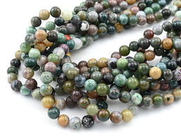 Бусины из агата индийского шарик 8мм, 37см, 46 бусин Радуга камня