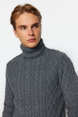 TRENDYOL MAN Vizon Slim Fit Yunlu Bal?kc? Yaka Sac Orgu Triko Kazak TMNAW22KZ0302 - Trendyolmilla фото 32
